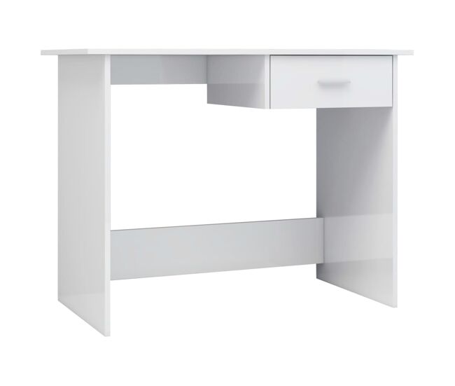 Secretária escrivaninha de computador - 100x50x76 cm contraplacado branco brilhante