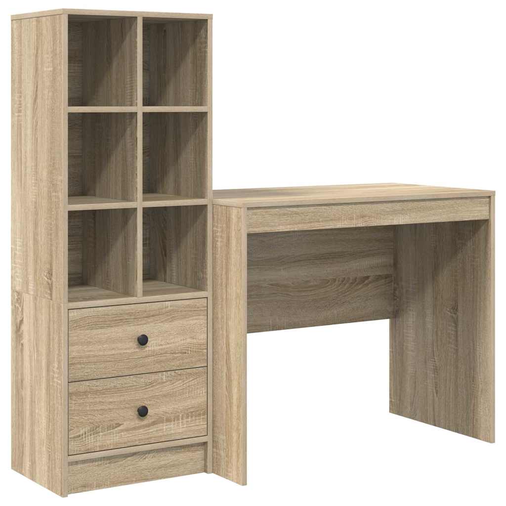 Secretária escrivaninha de computador - com armazenamento 2 pcs carvalho sonoma 90 x 50 x 76 cm