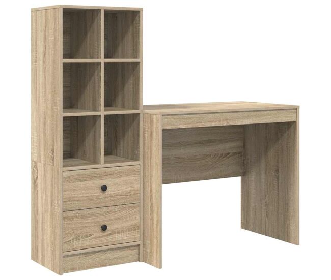 Secretária escrivaninha de computador - com armazenamento 2 pcs carvalho sonoma 90 x 50 x 76 cm