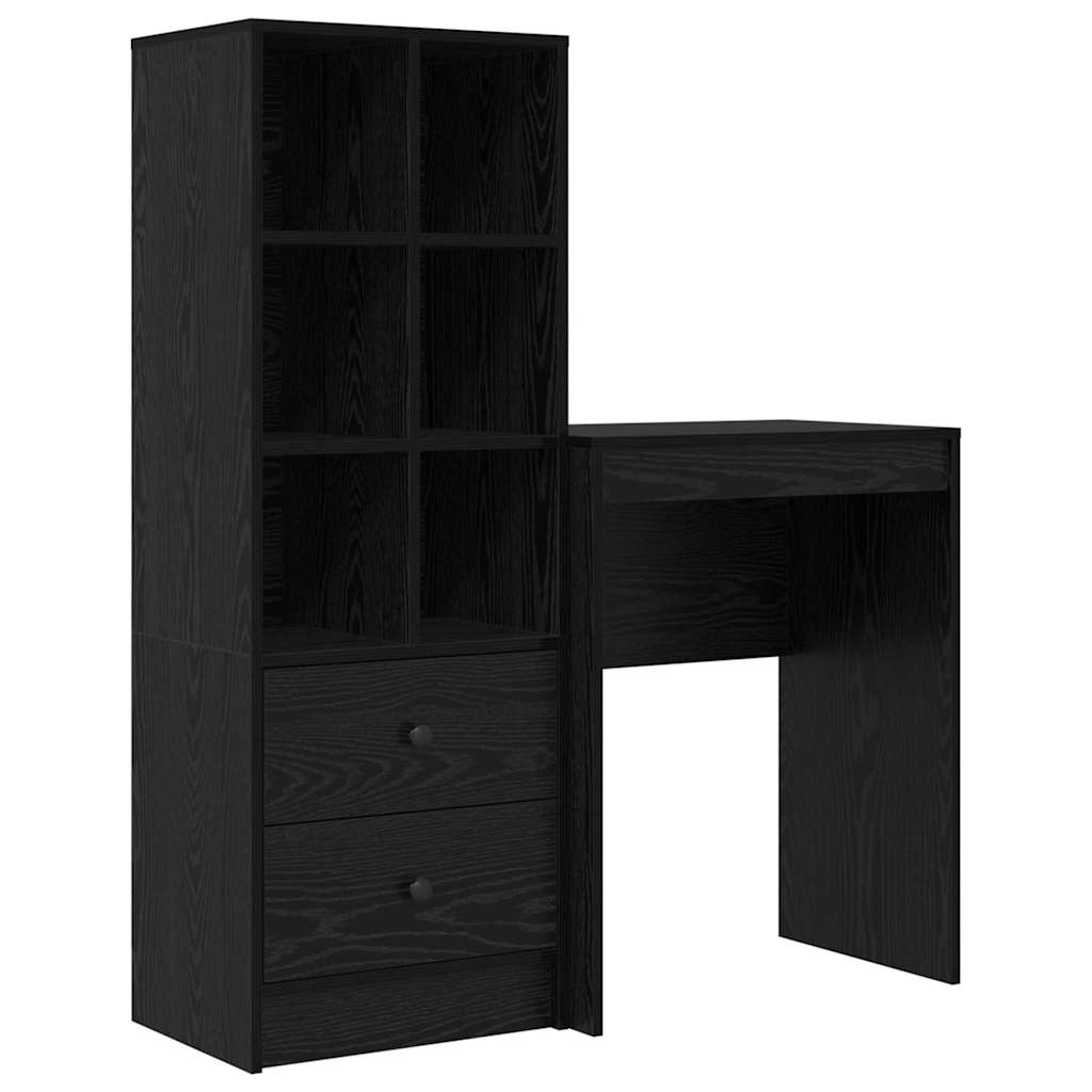 Secretária escrivaninha de computador - com armazenamento 2 pcs carvalho preto 45.5 x 34 x 127 cm
