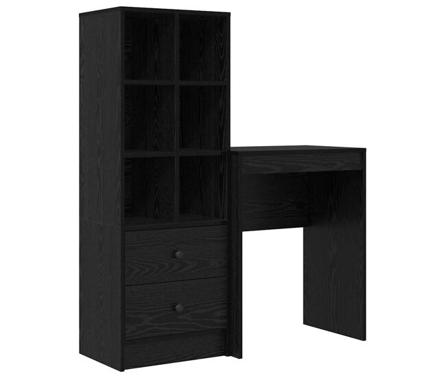 Secretária escrivaninha de computador - com armazenamento 2 pcs carvalho preto 45.5 x 34 x 127 cm