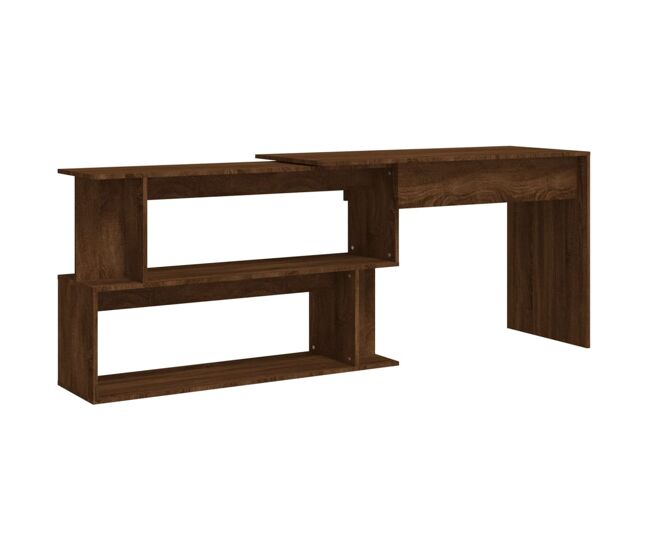 Secretária de canto - mesa de computador derivados de madeira carvalho castanho
