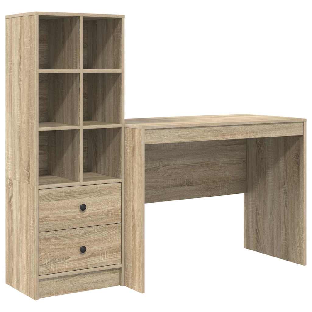Secretária escrivaninha de computador - com armazenamento 2 pcs carvalho sonoma 100 x 50 x 76 cm