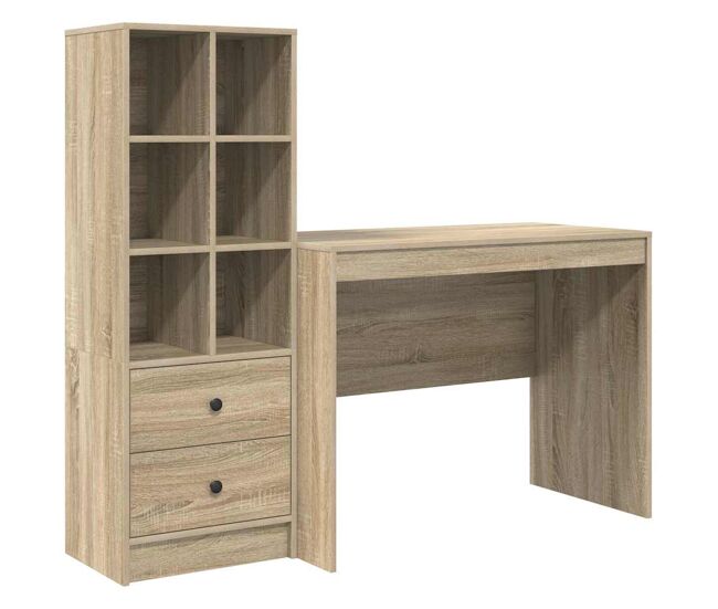 Secretária escrivaninha de computador - com armazenamento 2 pcs carvalho sonoma 100 x 50 x 76 cm
