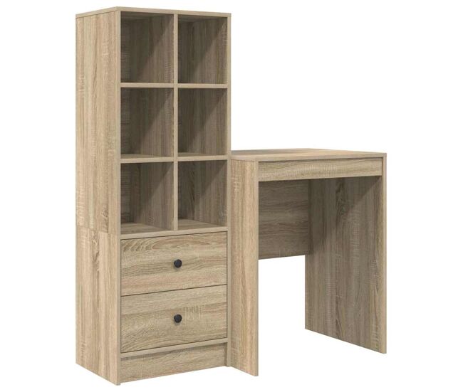 Secretária escrivaninha de computador - com armazenamento 2 pcs carvalho sonoma 60 x 50 x 76 cm