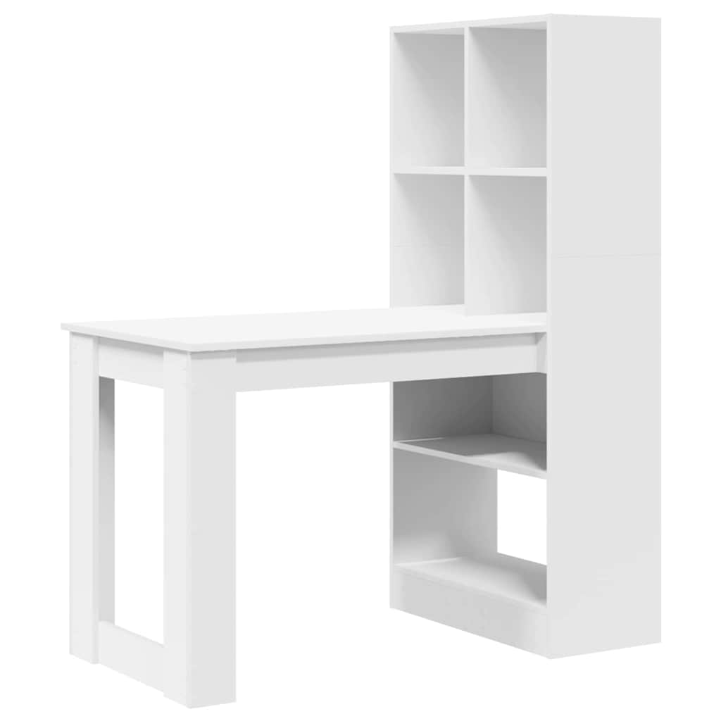 Secretária escrivaninha de computador - com prateleira branco 122 x 67 x 145 cm madeira processada