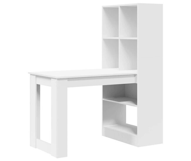 Secretária escrivaninha de computador - com prateleira branco 122 x 67 x 145 cm madeira processada