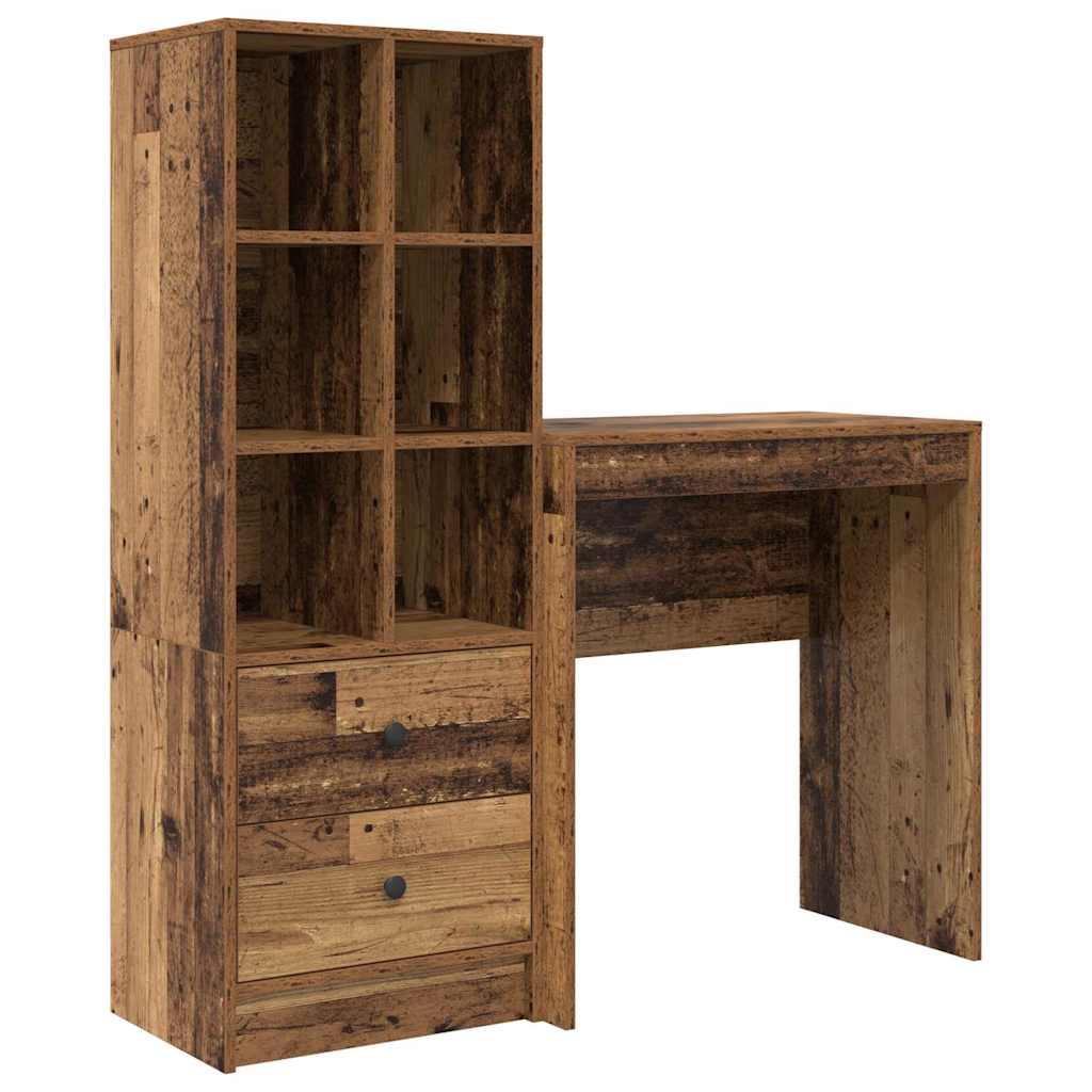 Secretária escrivaninha de computador - com armazenamento 2 pcs madeira antiga 70 x 40 x 76 cm