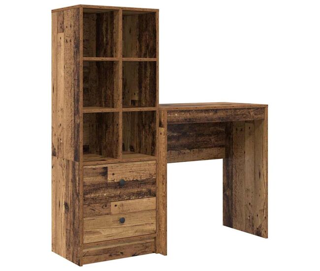 Secretária escrivaninha de computador - com armazenamento 2 pcs madeira antiga 70 x 40 x 76 cm