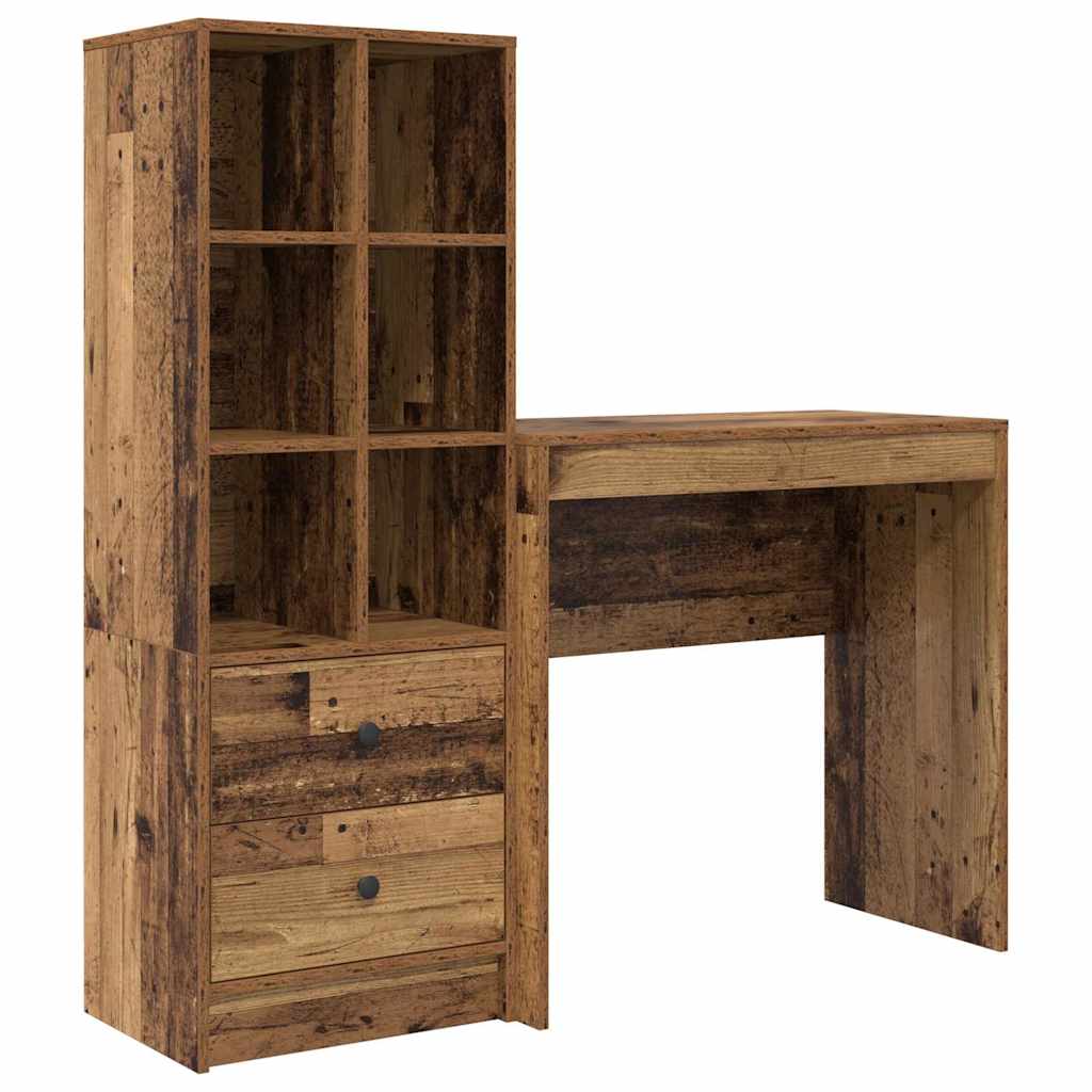 Secretária escrivaninha de computador - com armazenamento 2 pcs madeira antiga 80 x 40 x 76 cm