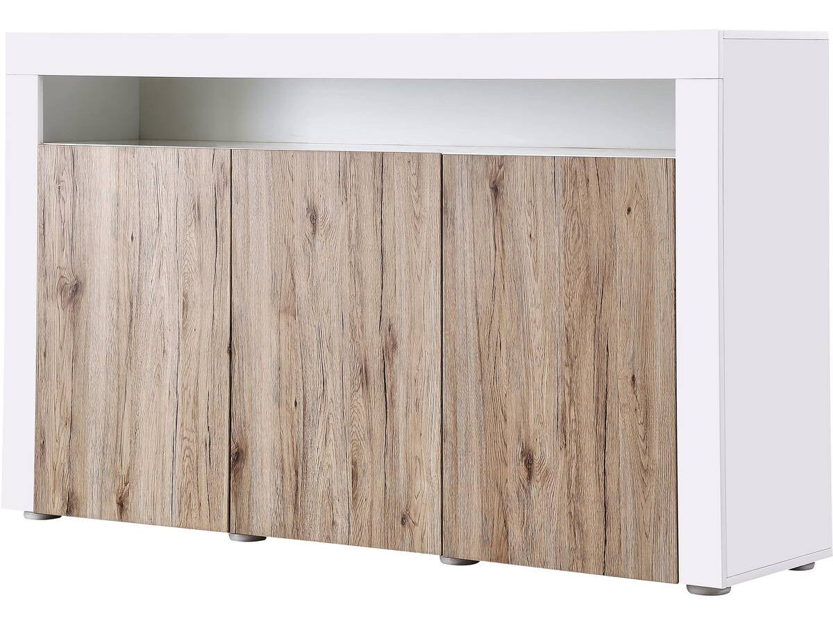 Buffet led "bogotá" - 155 x 40 x 92 cm - carvalho / lacado blanc