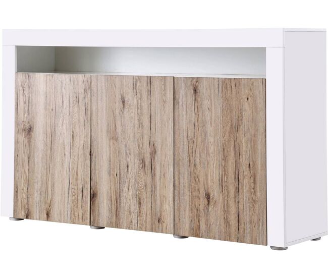 Buffet led "bogotá" - 155 x 40 x 92 cm - carvalho / lacado blanc