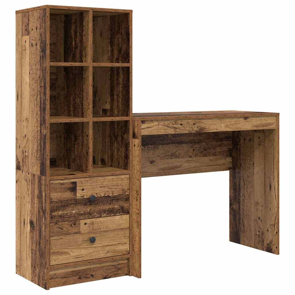 Secretária escrivaninha de computador - com armazenamento 2 pcs madeira antiga 90 x 40 x 76 cm