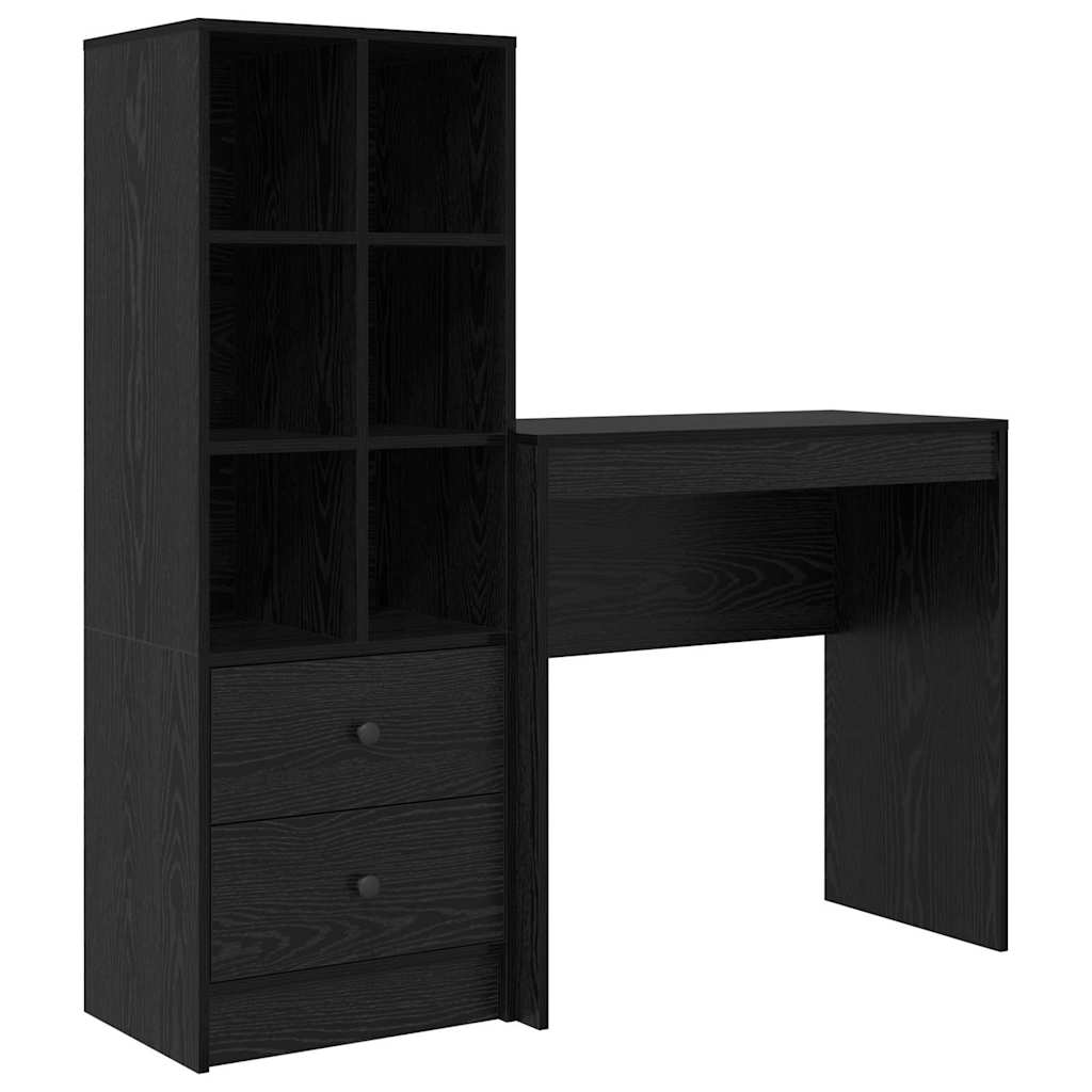 Secretária escrivaninha de computador - com armazenamento 2 pcs carvalho preto 80 x 40 x 76 cm