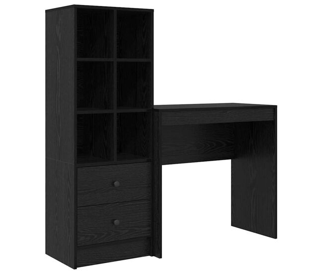 Secretária escrivaninha de computador - com armazenamento 2 pcs carvalho preto 80 x 40 x 76 cm