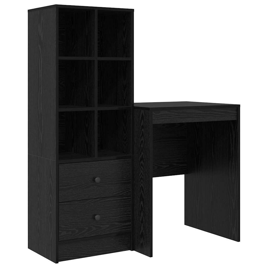 Secretária escrivaninha de computador - com armazenamento 2 pcs carvalho preto 60 x 50 x 76 cm