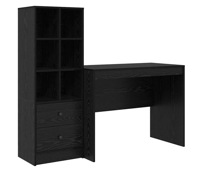 Secretária escrivaninha de computador - com armazenamento 2 pcs carvalho preto 100 x 50 x 76 cm