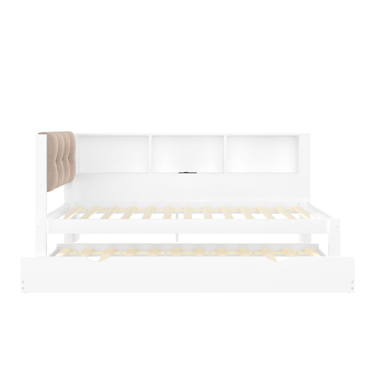 Cama tipo sofá-cama 90x200cm - sofá-cama, cama extraível, led regulável, prateleira, usb - branco