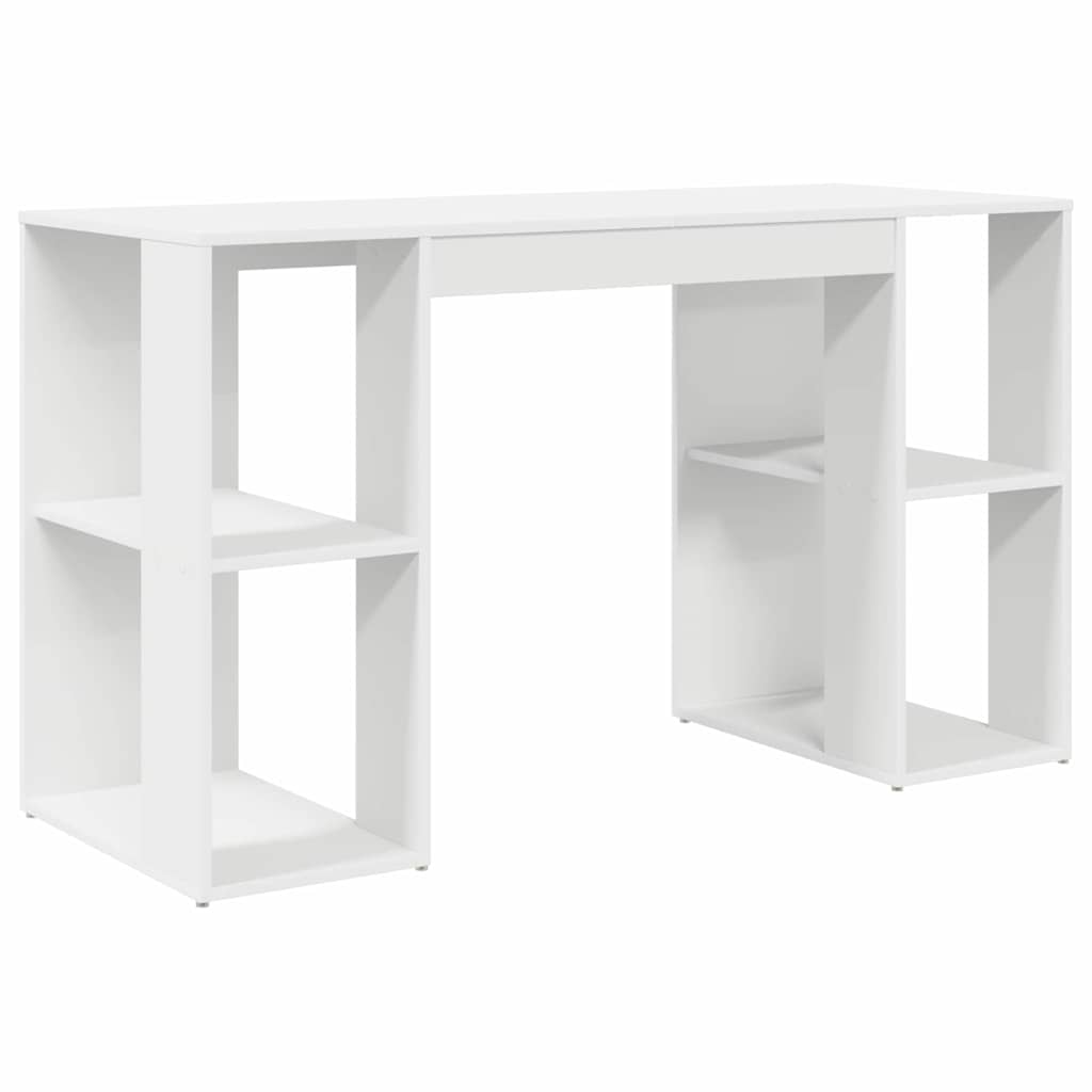 Secretária escrivaninha de computador - com armazenamento com prateleira branco 130 x 50,5 x 75 cm