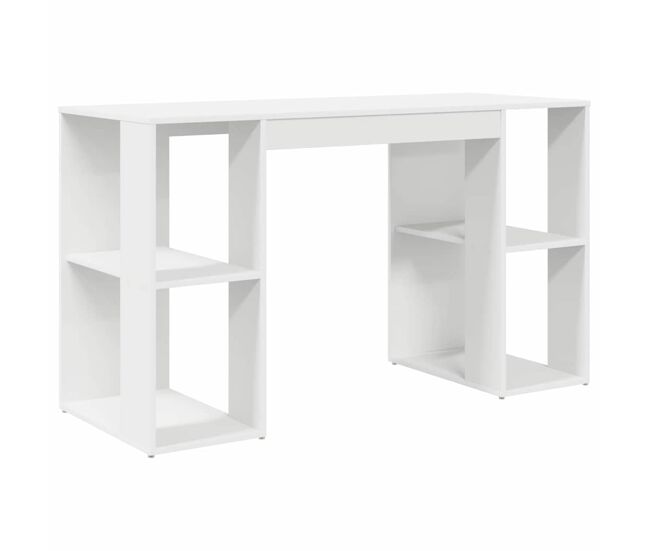 Secretária escrivaninha de computador - com armazenamento com prateleira branco 130 x 50,5 x 75 cm