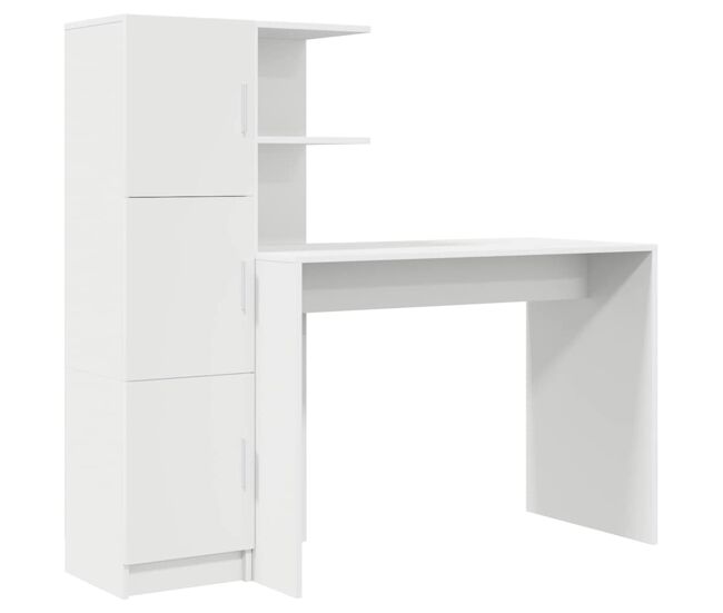Secretária escrivaninha de computador - com armazenamento com porta 2 pcs branco 102 x 50 x 124 cm