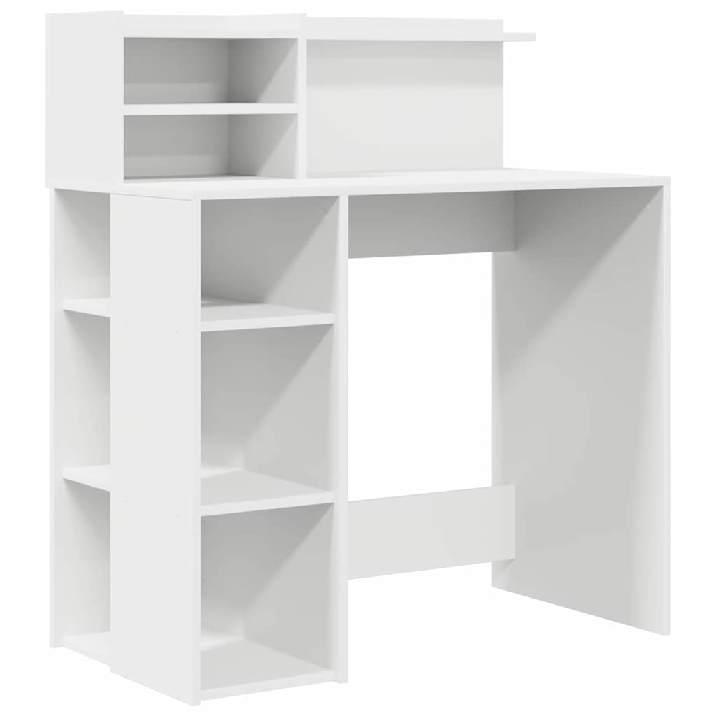 Secretária escrivaninha de computador - com armazenamento com prateleira branco 90 x 48 x 101,5 cm