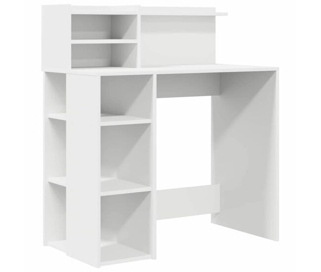 Secretária escrivaninha de computador - com armazenamento com prateleira branco 90 x 48 x 101,5 cm