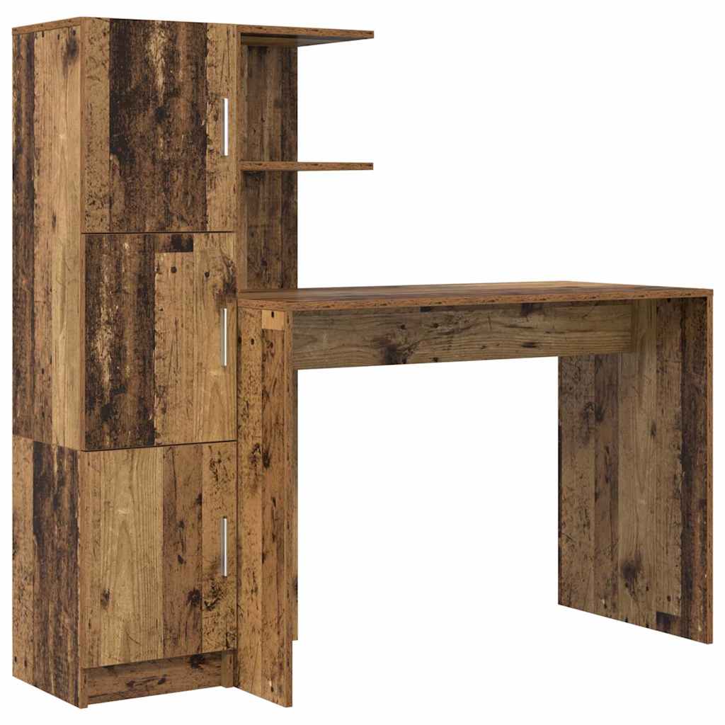Secretária escrivaninha de computador - com armazenamento 2 pcs madeira antiga 102 x 50 x 124 cm
