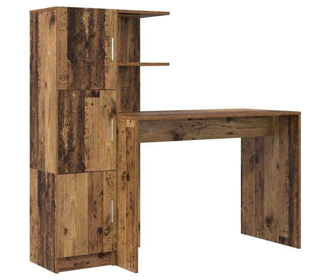 Secretária escrivaninha de computador - com armazenamento 2 pcs madeira antiga 102 x 50 x 124 cm