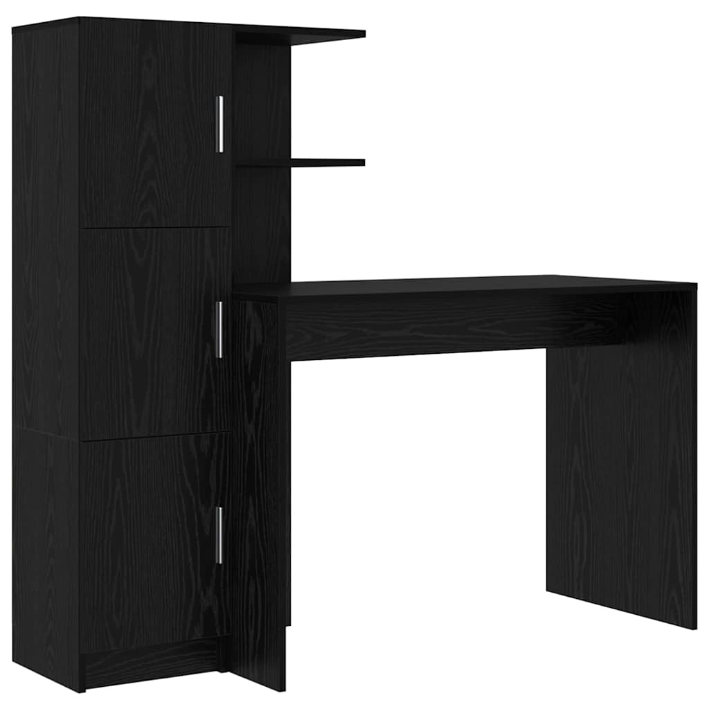 Secretária escrivaninha de computador - com armazenamento 2 pcs carvalho preto 102 x 50 x 124 cm