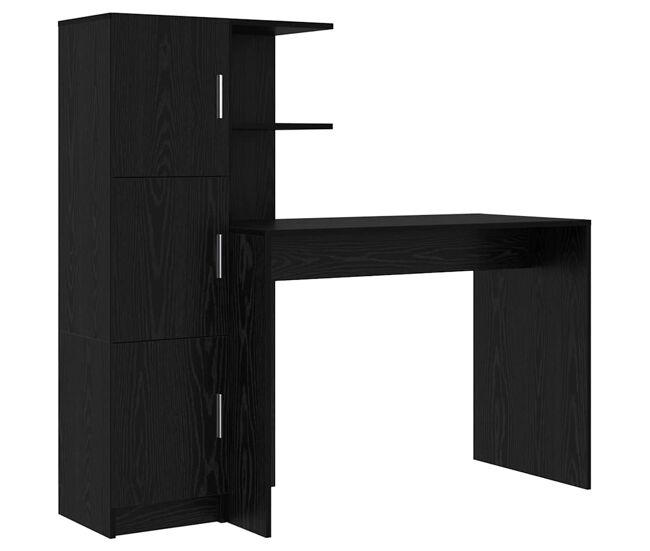 Secretária escrivaninha de computador - com armazenamento 2 pcs carvalho preto 102 x 50 x 124 cm