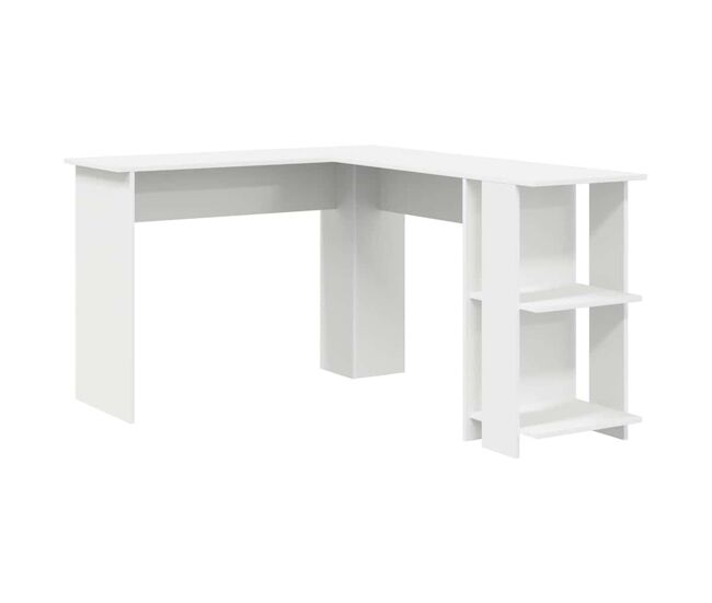 Mesa de canto - secretária com armazenamento branco 140 x 113,5 x 75 cm