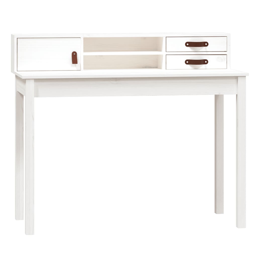 Secretária escrivaninha de computador - 110x50x93 cm madeira de pinho maciça branco