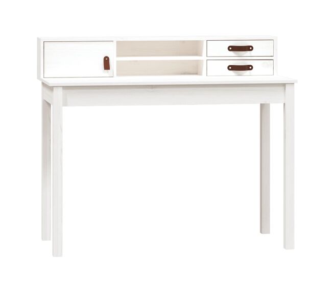 Secretária escrivaninha de computador - 110x50x93 cm madeira de pinho maciça branco