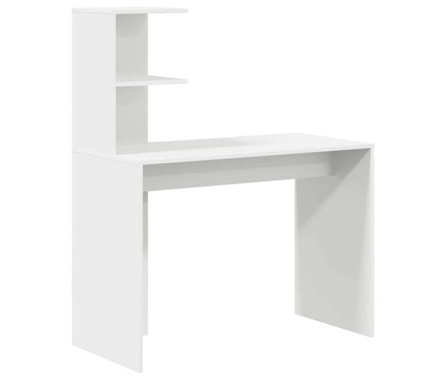 Secretária escrivaninha de computador - com prateleira branco 102 x 50 x 124 cm madeira processada