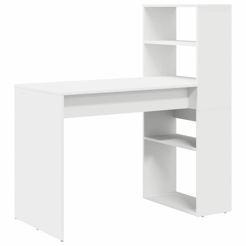 Secretária escrivaninha de computador - com prateleira branco 113 x 54 x 120 cm madeira processada