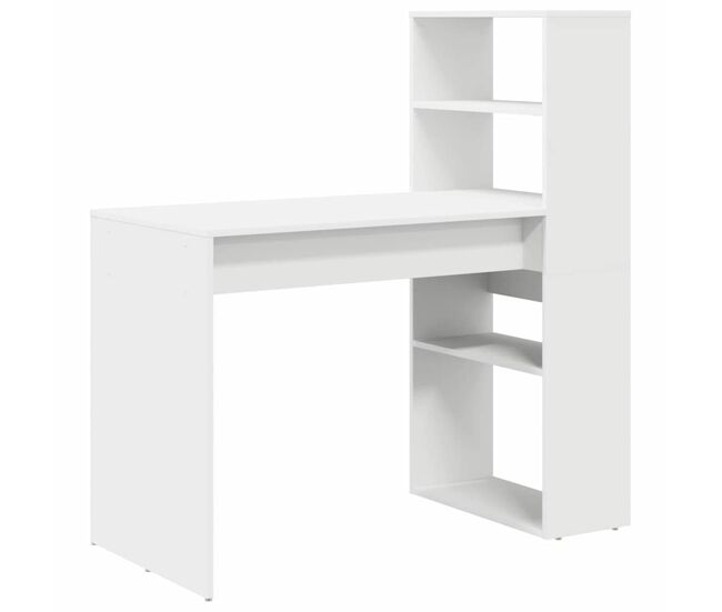 Secretária escrivaninha de computador - com prateleira branco 113 x 54 x 120 cm madeira processada
