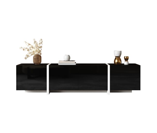 Móvel de tv 170cm de painel de partículas com 4 portas e 1 gaveta,preto