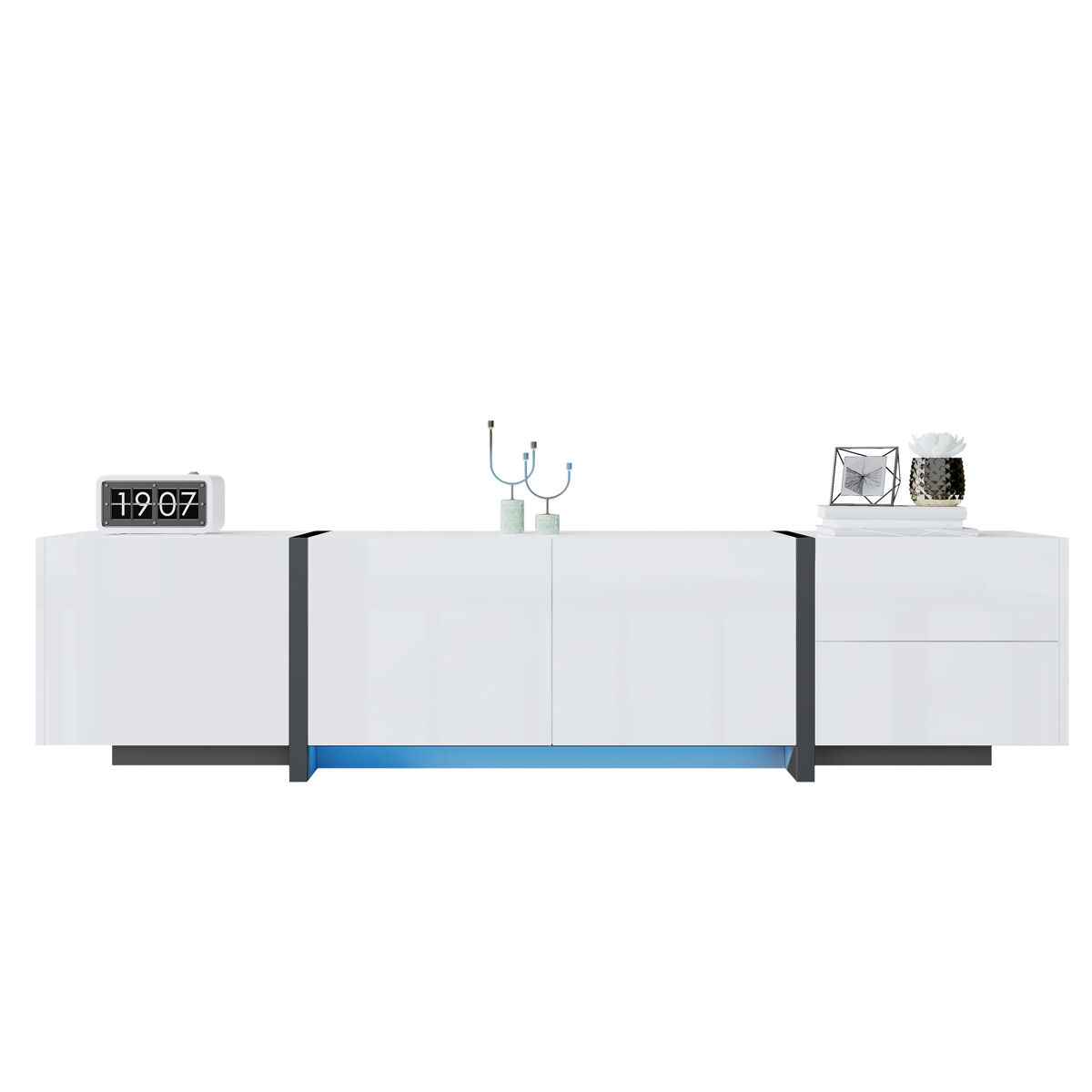 Móvel de tv 170cm de painel de partículas com 4 portas e 1 gaveta,branco