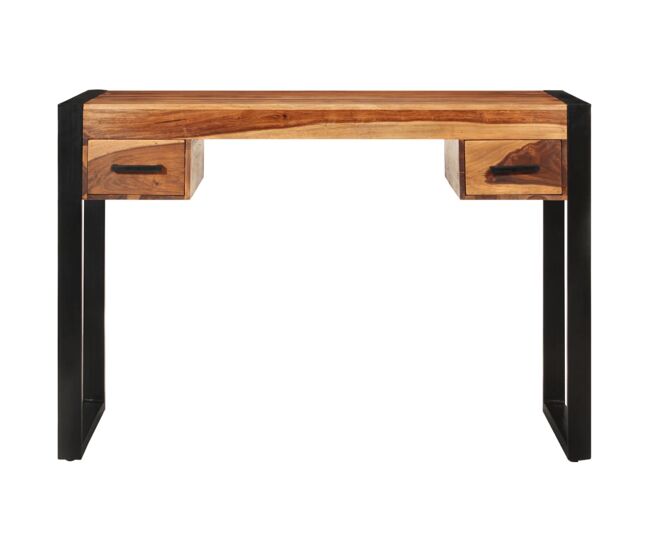 Secretária - escrivaninha de computador com 2 gavetas madeira acácia maciça 110x50x77 cm