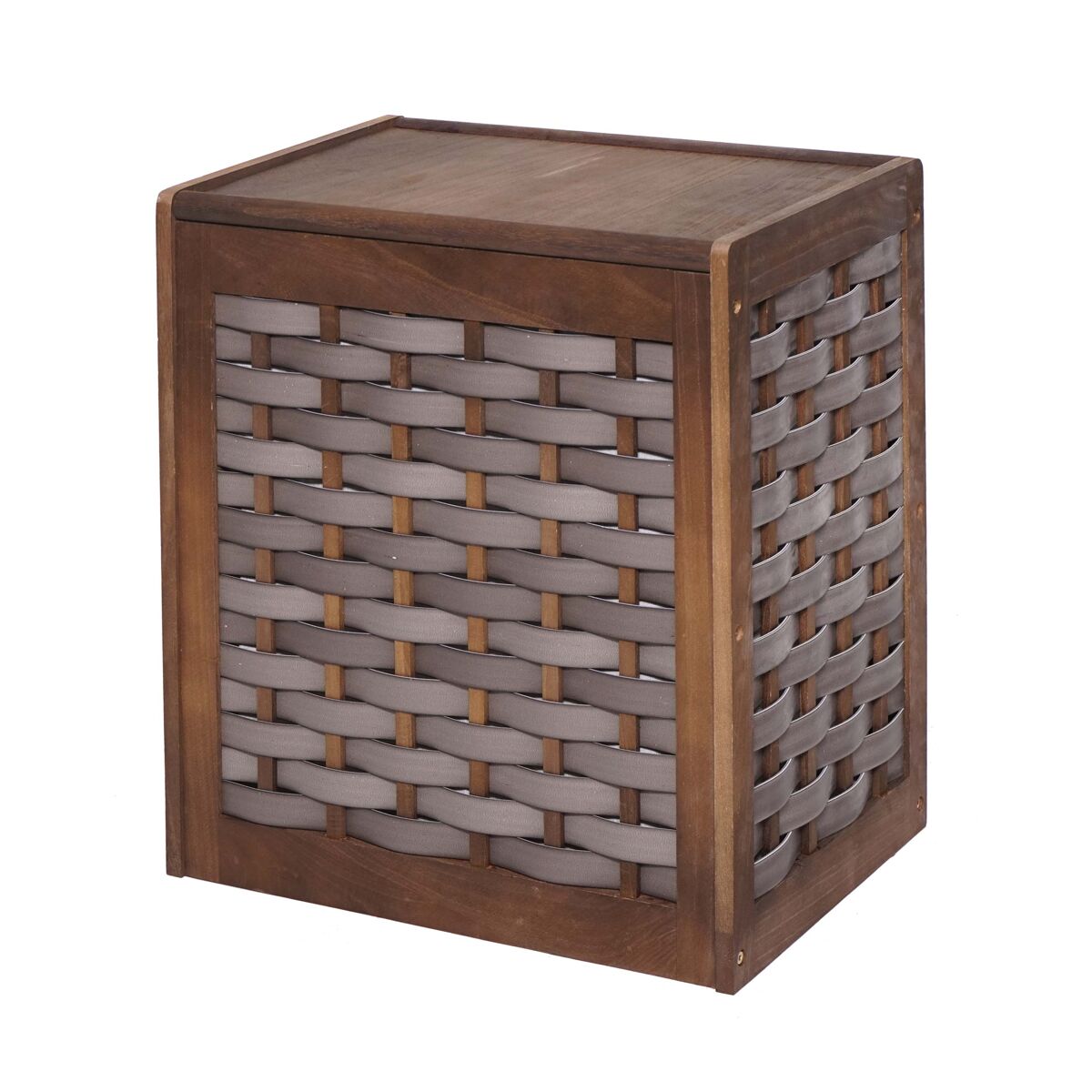 Cesto de roupa suja com saco removível em madeira