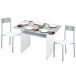 Pacote de mesa de cozinha dobrável + 2 cadeiras modernas Pacote de mesa de cozinha dobrável + 2 cadeiras modernas Branco/Cinza