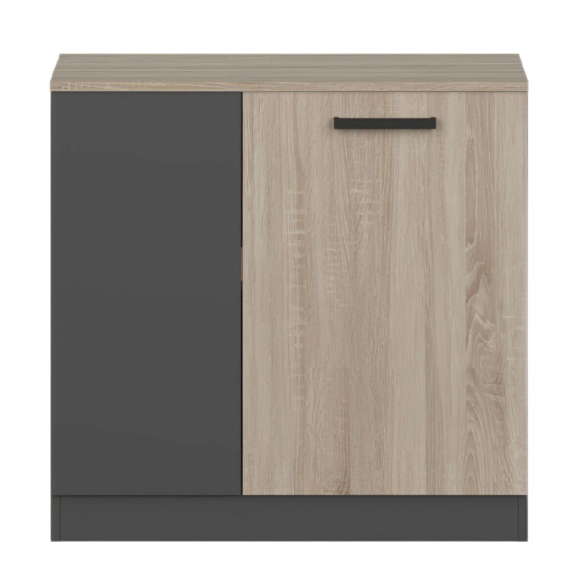 Armário de escritório baixo, armário de 2 portas, armário de escritório multifuncional nibis carvalho sonoma e cinza antracite 80x78x40 cm