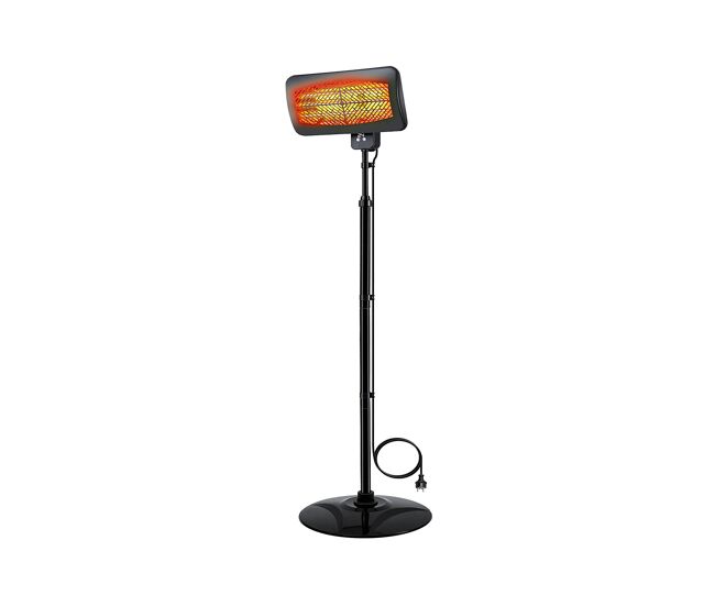 Aquecedor de halogéneo de chão para exterior. 3 potências de 650w, 1350w e 2000w. controlo digital, visor led e controlo remoto. temporizador de 24