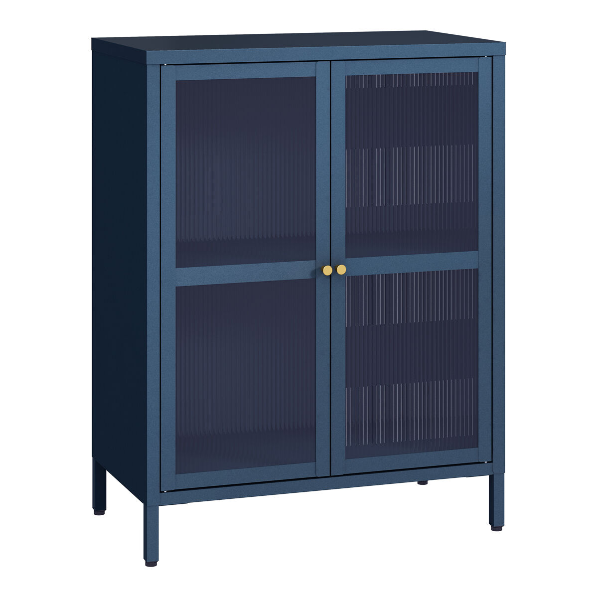 Aparador säkylä 84x64x35cm 2 portas de vidro azul marinho [en.casa]