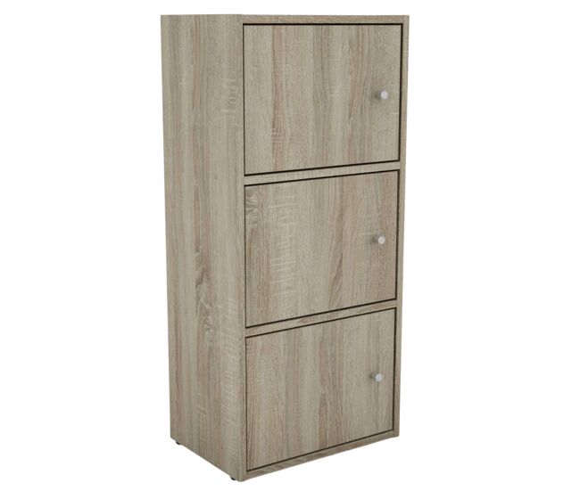 Armário multifuncional plea sonoma oak com 3 portas, móvel de armazenamento para sala de estar, 42x92x29 cm