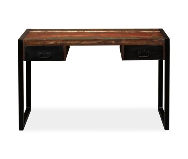 Secretária escrivaninha de computador - com 2 gavetas madeira recuperada maciça 120x50x76 cm