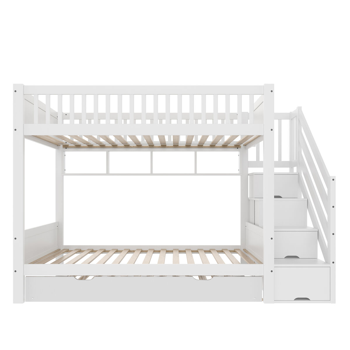 Cama alta 90x200cm - com cama extraível, prateleira, armário, com arrumação - branco