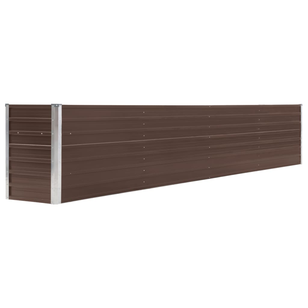 Plantador de canteiro elevado plantas flores jardim aço galvanizado 320 x 40 x 45 cm marrom 02_0001109