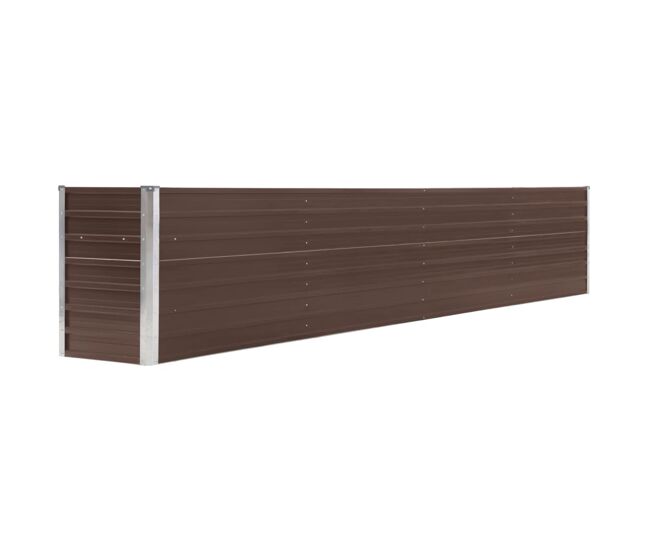 Plantador de canteiro elevado plantas flores jardim aço galvanizado 320 x 40 x 45 cm marrom 02_0001109